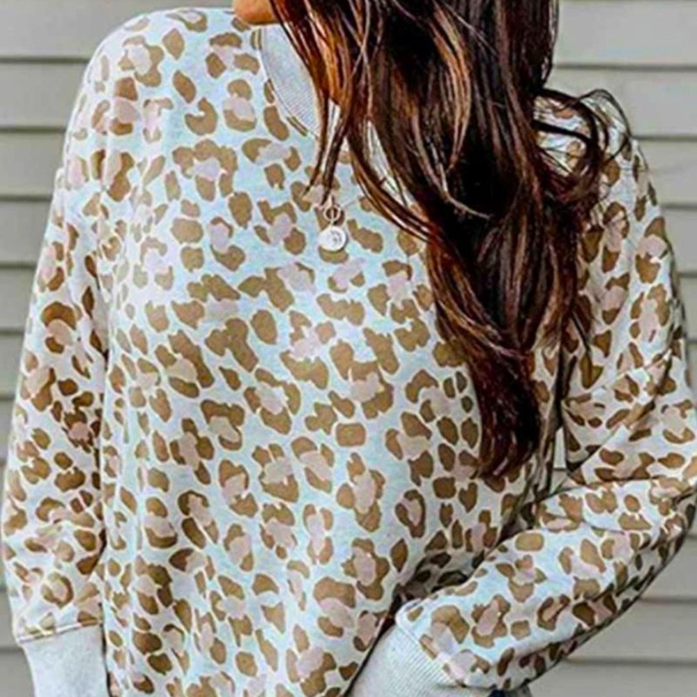 Aerie Oversized Leopard Print Sweatshirt